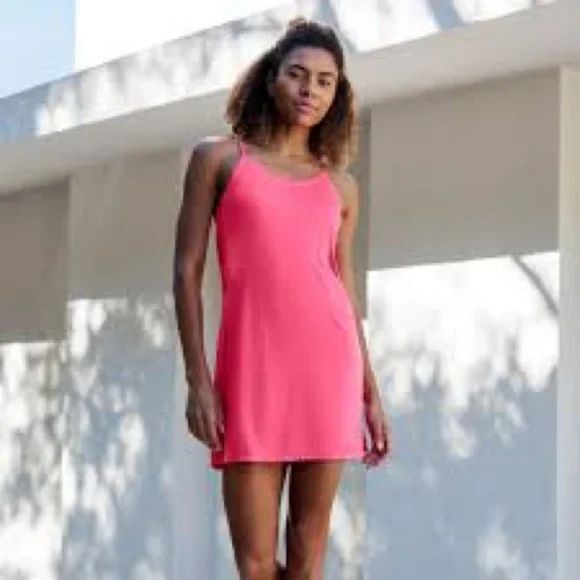 Free People coral pink linen blend tank or slip dress size large - Picture 2 of 4